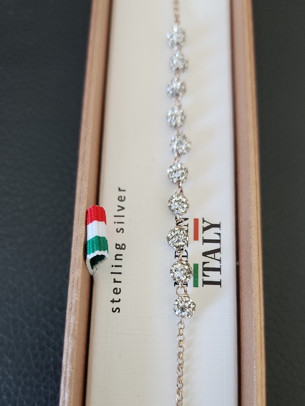 Italy Sterling Silver Crystal Bracelet - Silver